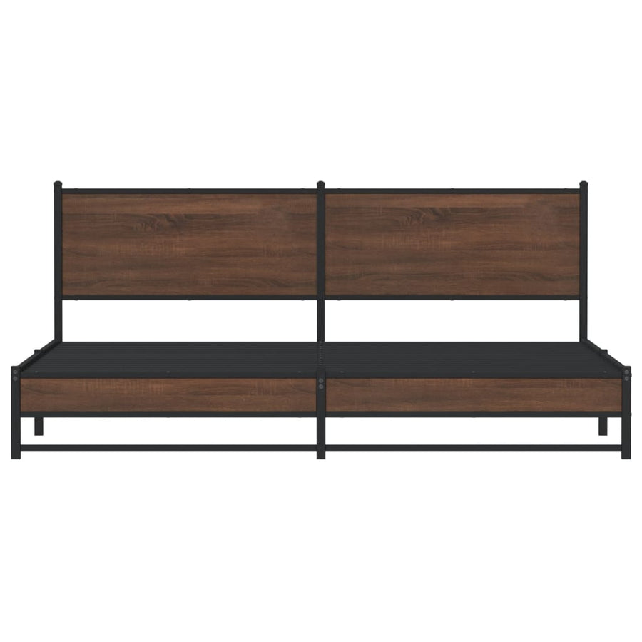 Bedframe zonder matras metaal bruin eikenkleur 193x203 cm