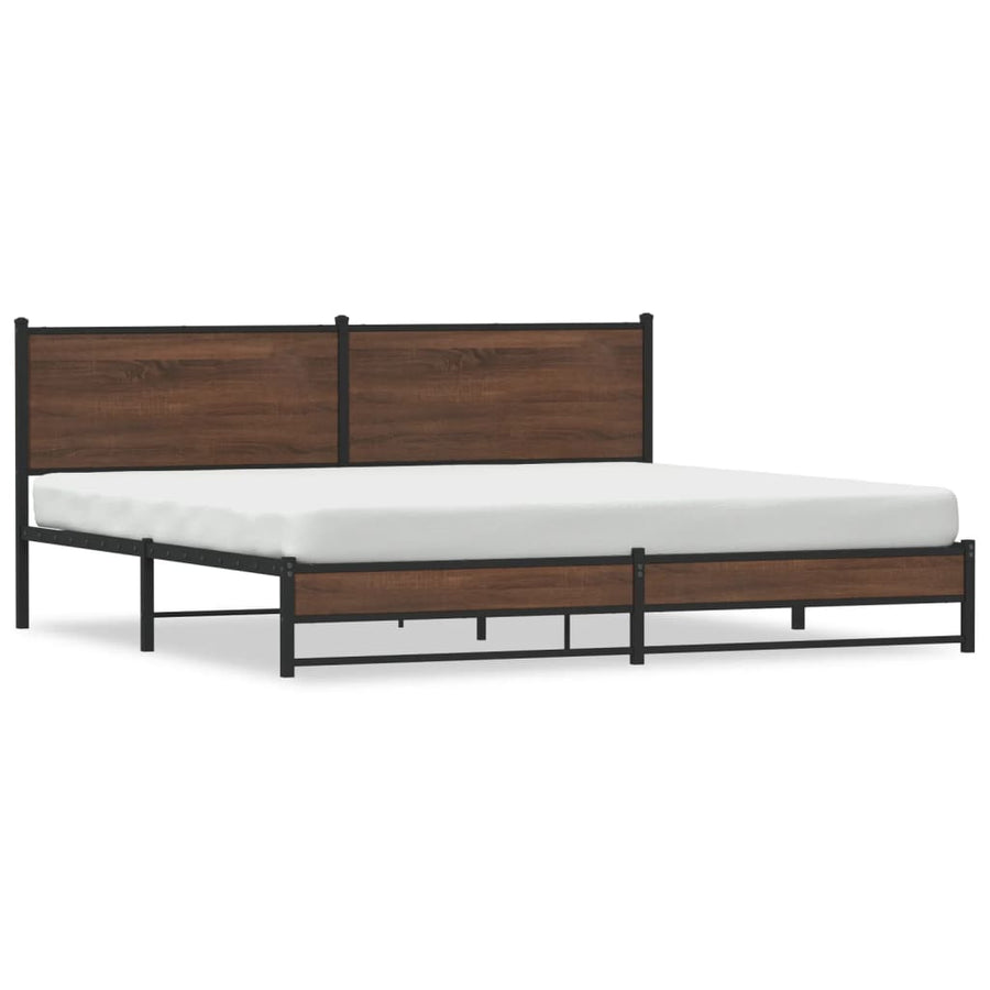 Bedframe zonder matras metaal bruin eikenkleur 193x203 cm