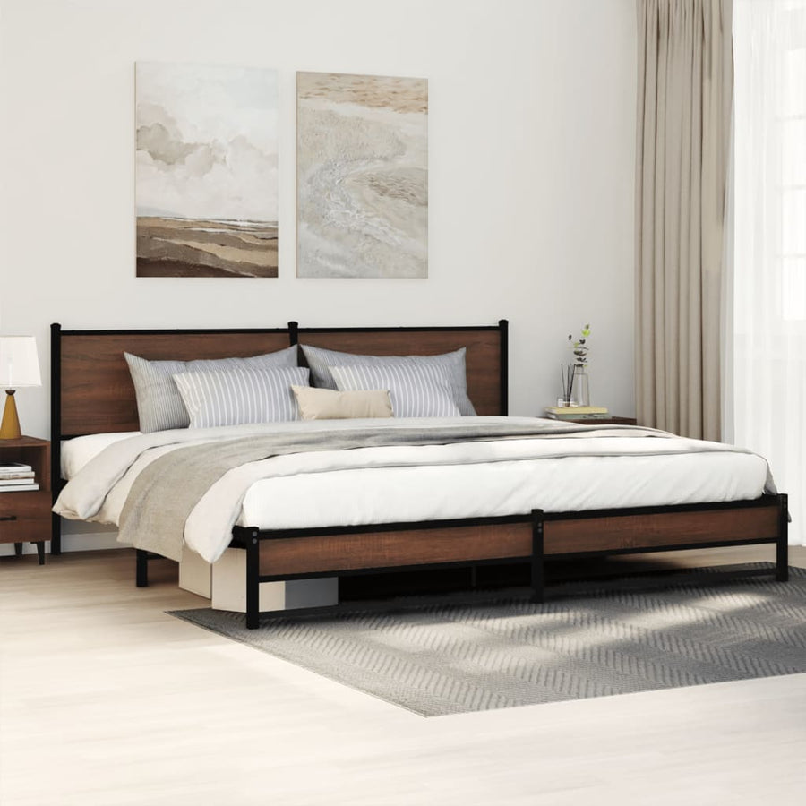 Bedframe zonder matras metaal bruin eikenkleurig 200x200 cm