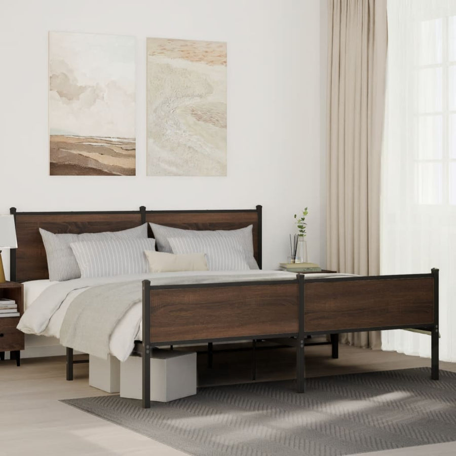 Bedframe zonder matras metaal bruin eikenkleurig 160x200 cm
