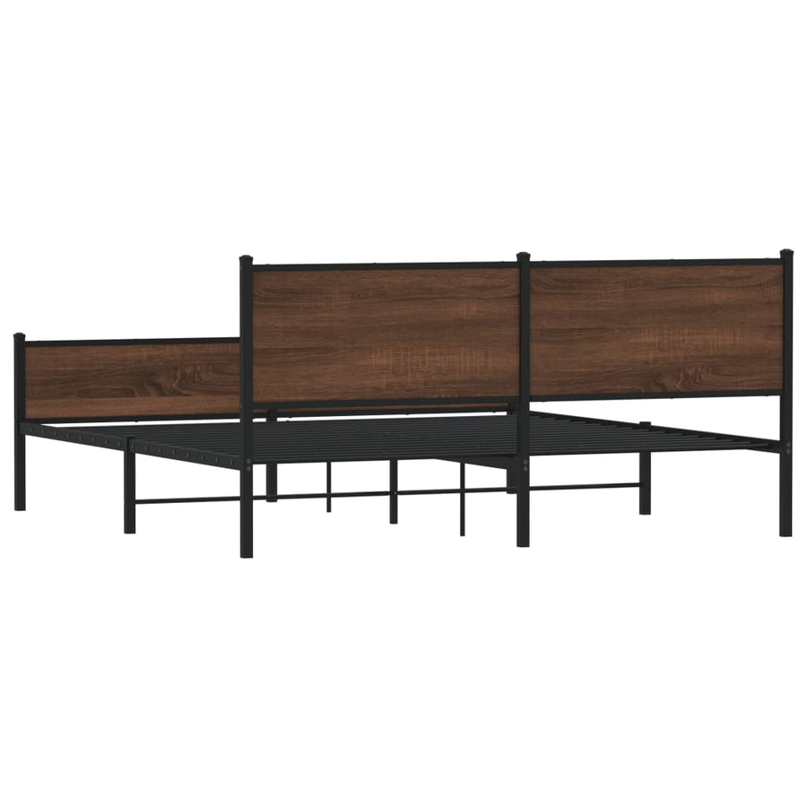 Bedframe zonder matras metaal bruin eikenkleurig 160x200 cm