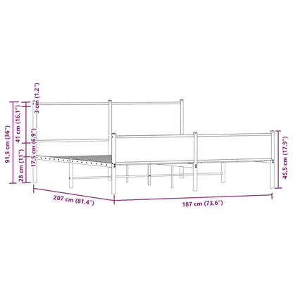 Bedframe zonder matras metaal bruin eikenkleur 180x200 cm
