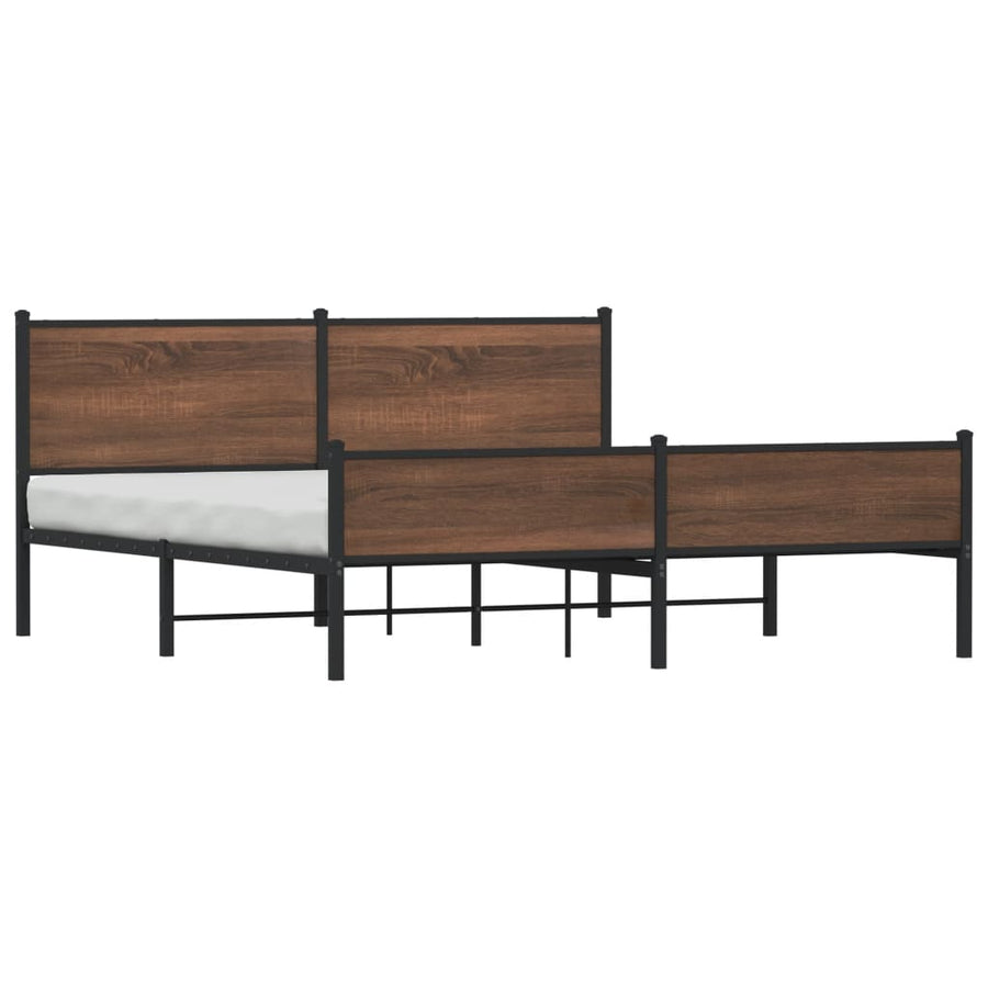 Bedframe zonder matras metaal bruin eikenkleur 183x213 cm