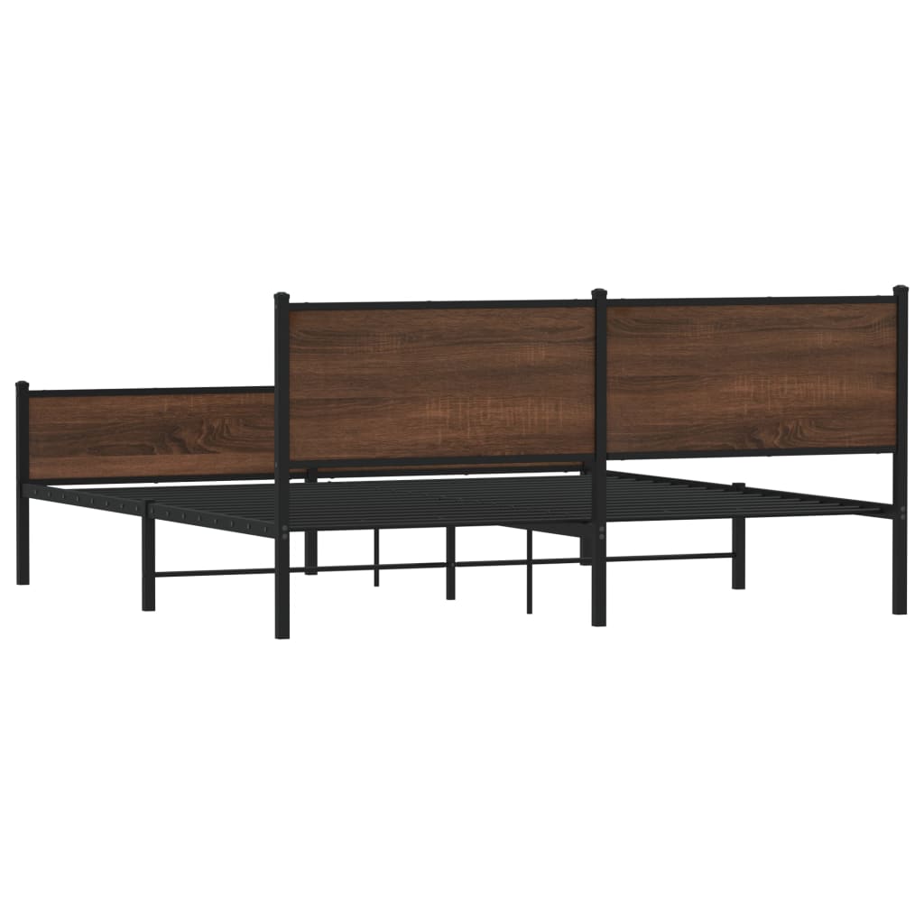 Bedframe zonder matras metaal bruin eikenkleur 183x213 cm