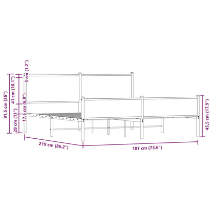 Bedframe zonder matras metaal bruin eikenkleur 183x213 cm