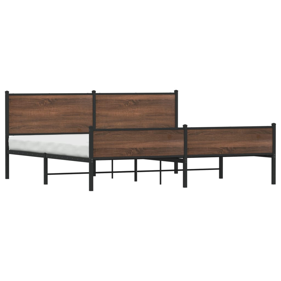 Bedframe zonder matras metaal bruin eikenkleur 193x203 cm