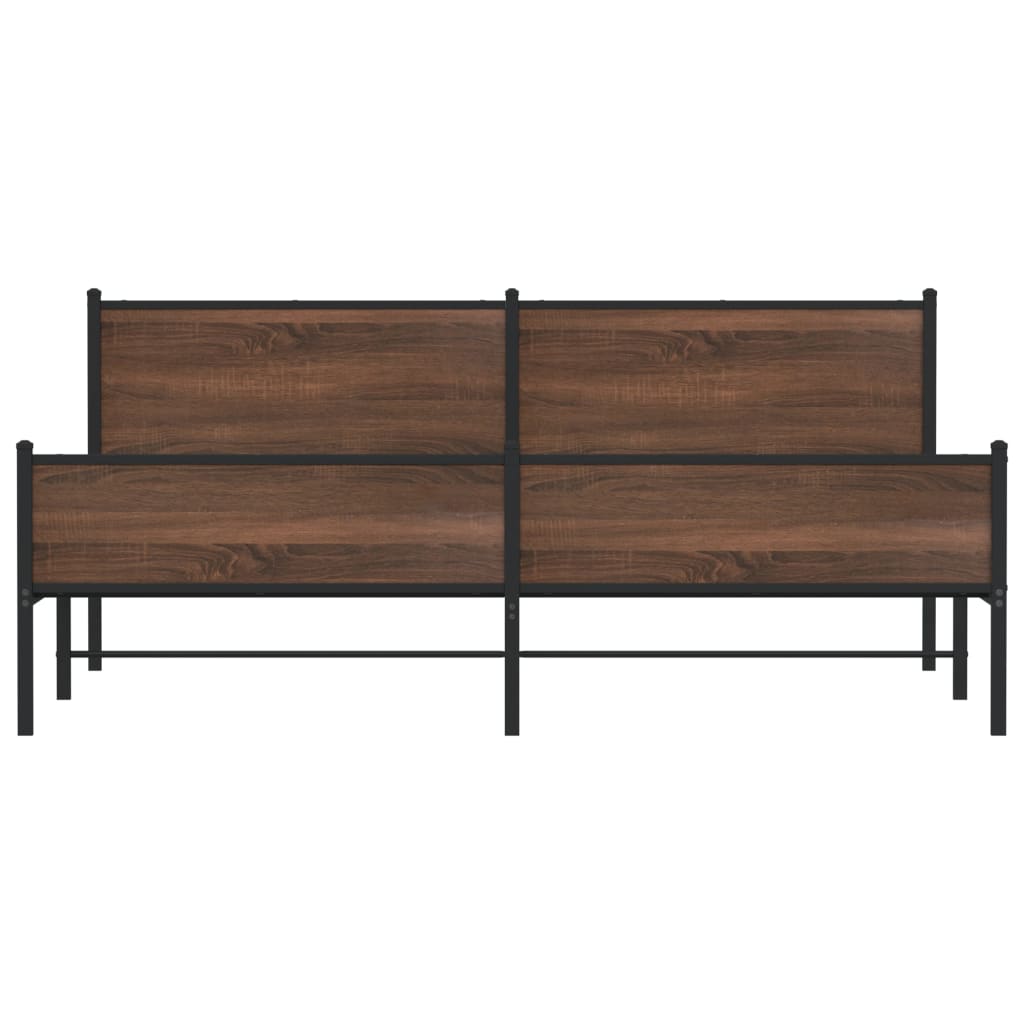 Bedframe zonder matras metaal bruin eikenkleur 193x203 cm