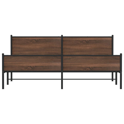 Bedframe zonder matras metaal bruin eikenkleur 193x203 cm