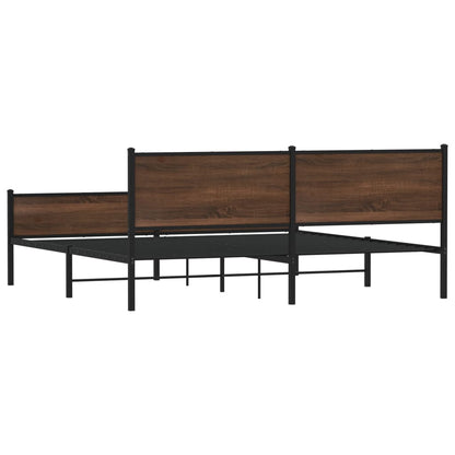 Bedframe zonder matras metaal bruin eikenkleur 193x203 cm