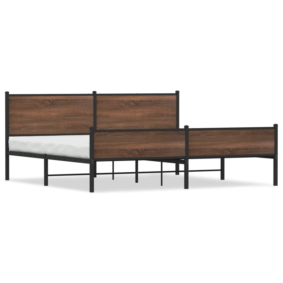 Bedframe zonder matras metaal bruin eikenkleur 193x203 cm