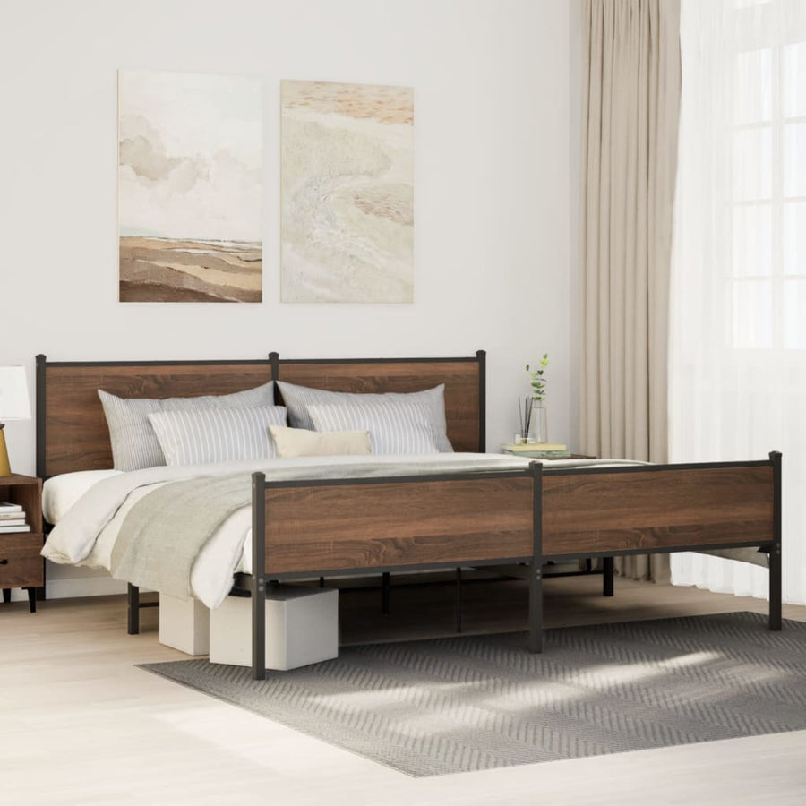 Bedframe zonder matras metaal bruin eikenkleurig 200x200 cm