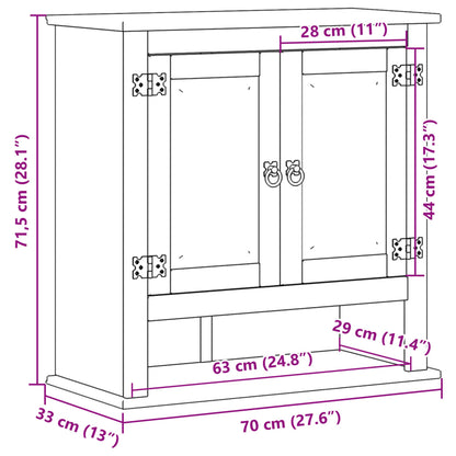 Badkamerwandkast Corona 70x33x71,5 cm massief grenenhout