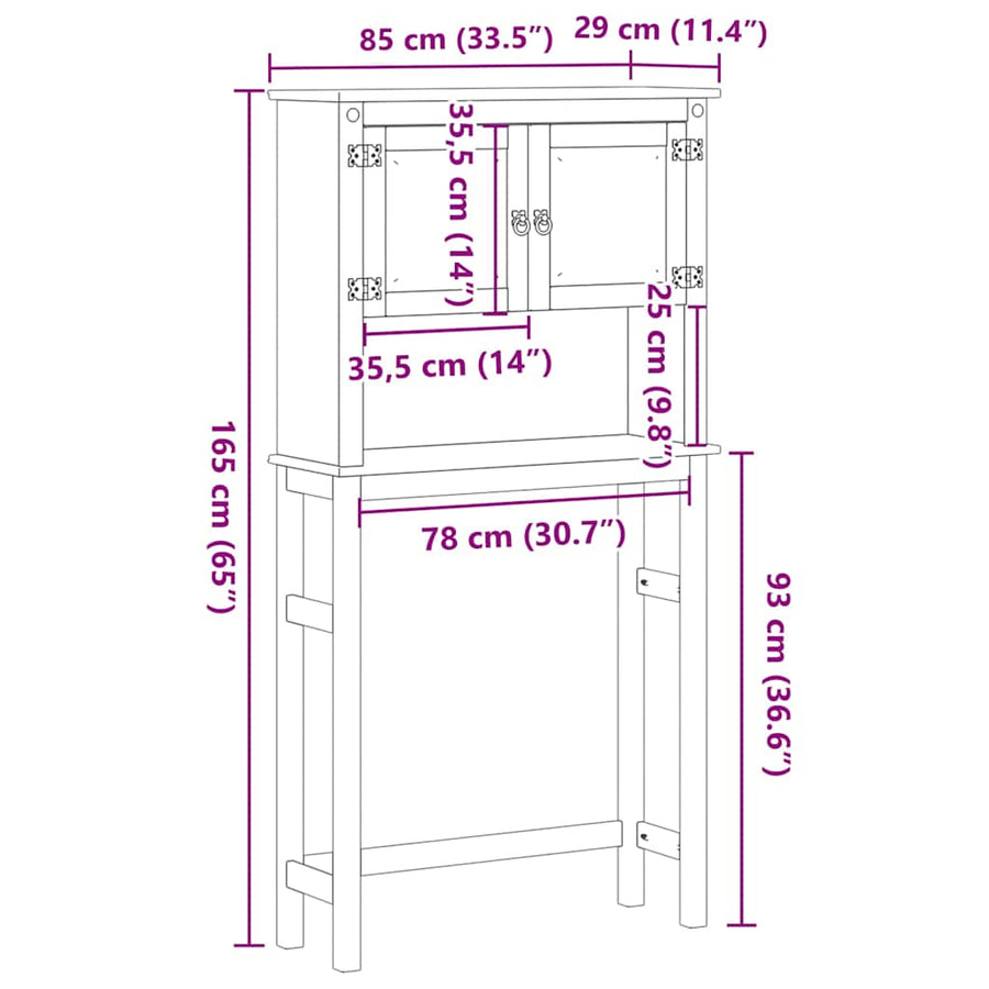 Wasmachinekast Corona massief grenenhout
