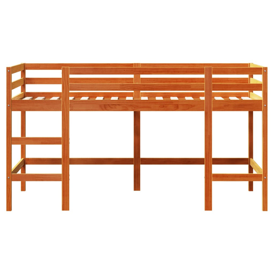Kinderhoogslaper met ladder 80x200 cm massief grenenhout bruin