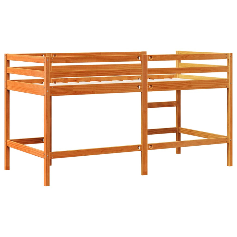 Kinderhoogslaper met ladder 80x200 cm massief grenenhout bruin
