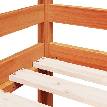 Kinderhoogslaper met ladder 80x200 cm massief grenenhout bruin