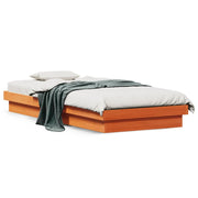 Bedframe massief grenenhout wasbruin 75x190 cm LED
