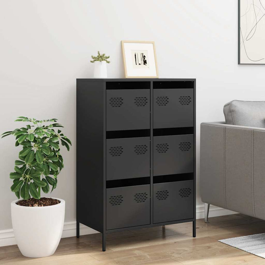 Hoge kast 68x39x101,5 cm staal zwart