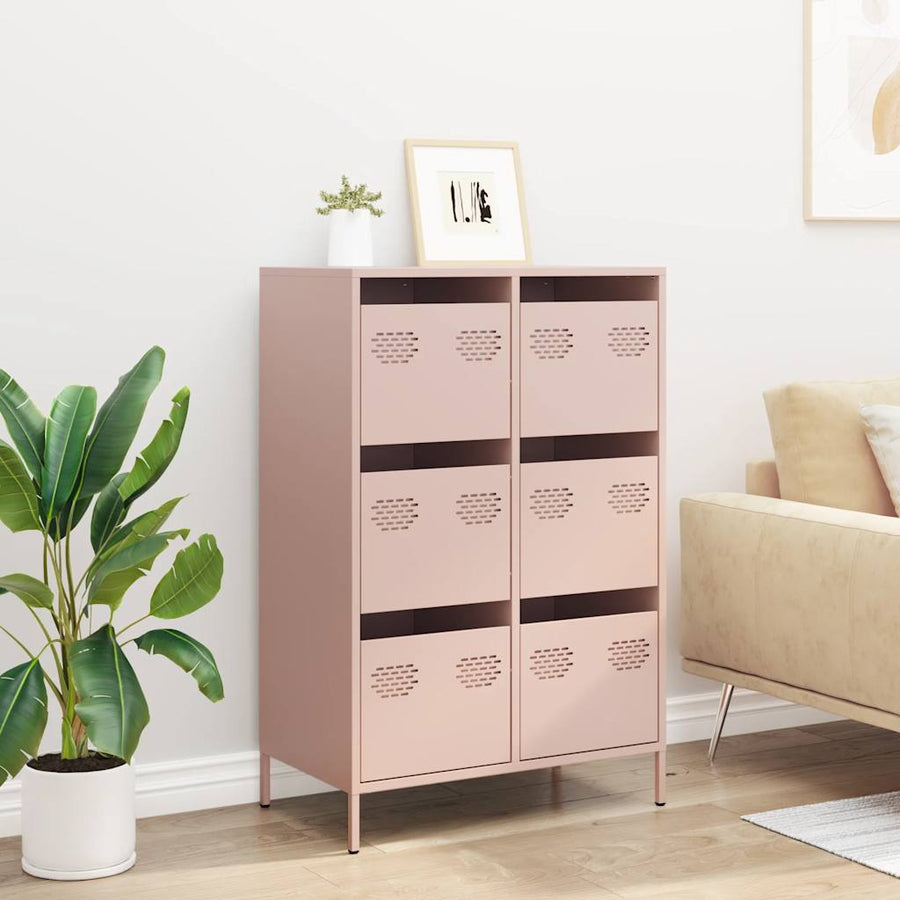 Hoge kast 68x39x101,5 cm staal roze