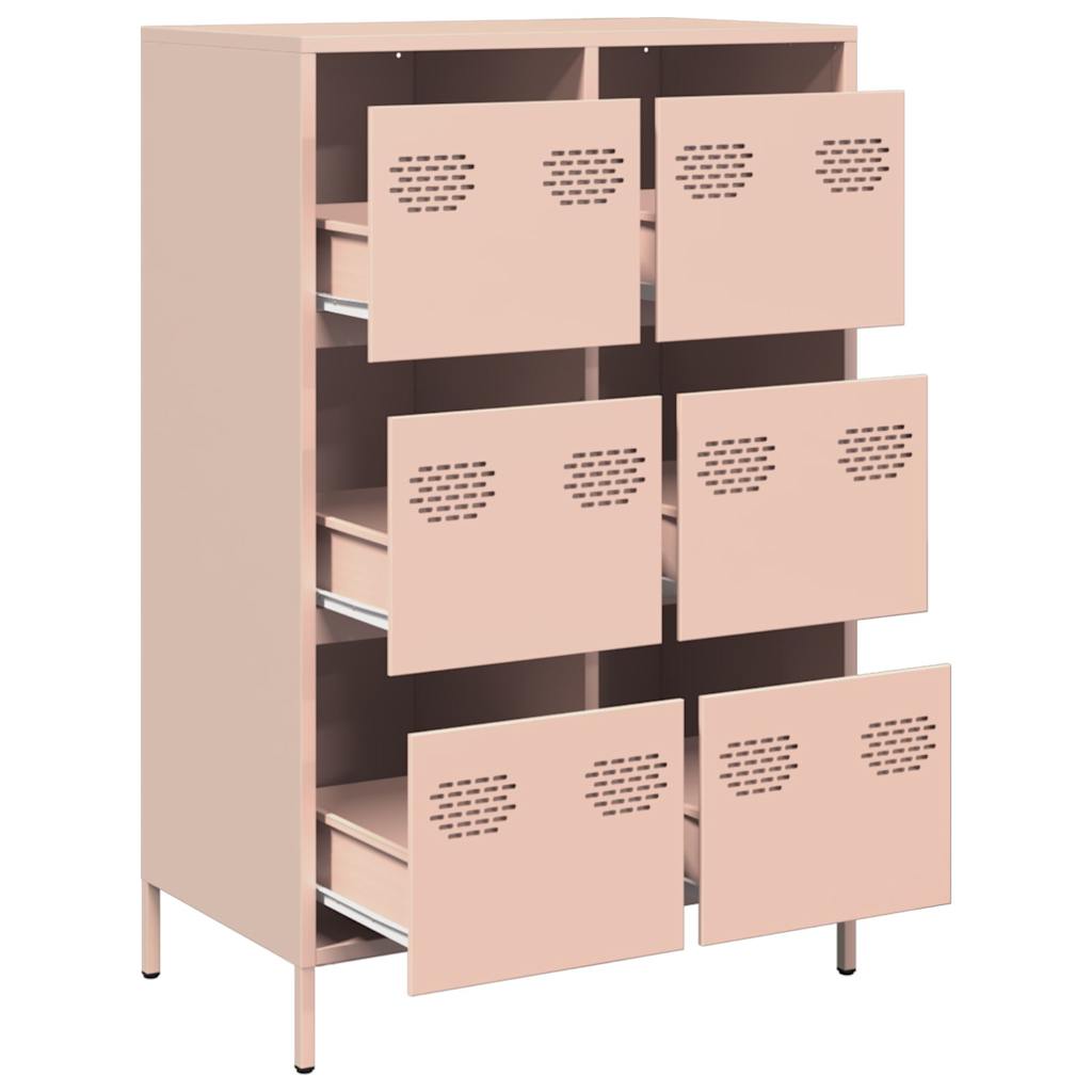 Hoge kast 68x39x101,5 cm staal roze
