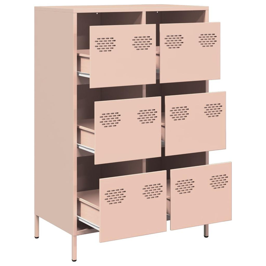 Hoge kast 68x39x101,5 cm staal roze