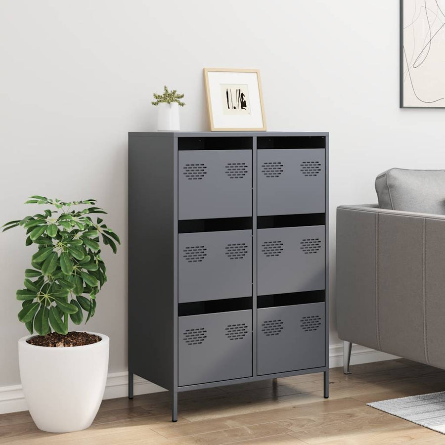 Hoge kast 68x39x101,5 cm staal antracietkleurig
