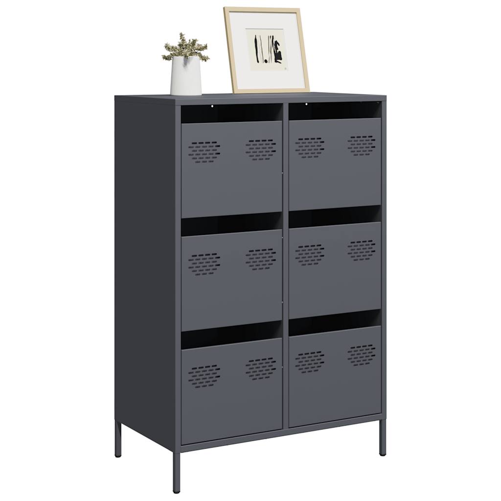 Hoge kast 68x39x101,5 cm staal antracietkleurig