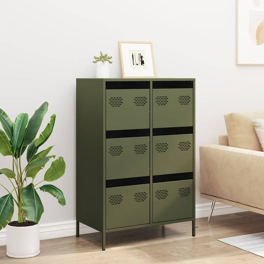 Hoge kast 68x39x101,5 cm staal olijfgroen