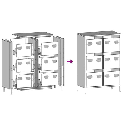 Hoge kast 68x39x101,5 cm staal wit