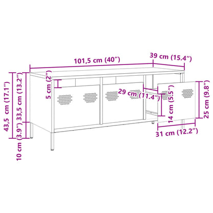 Tv-meubel 101,5x39x43,5 cm koudgewalst staal zwart