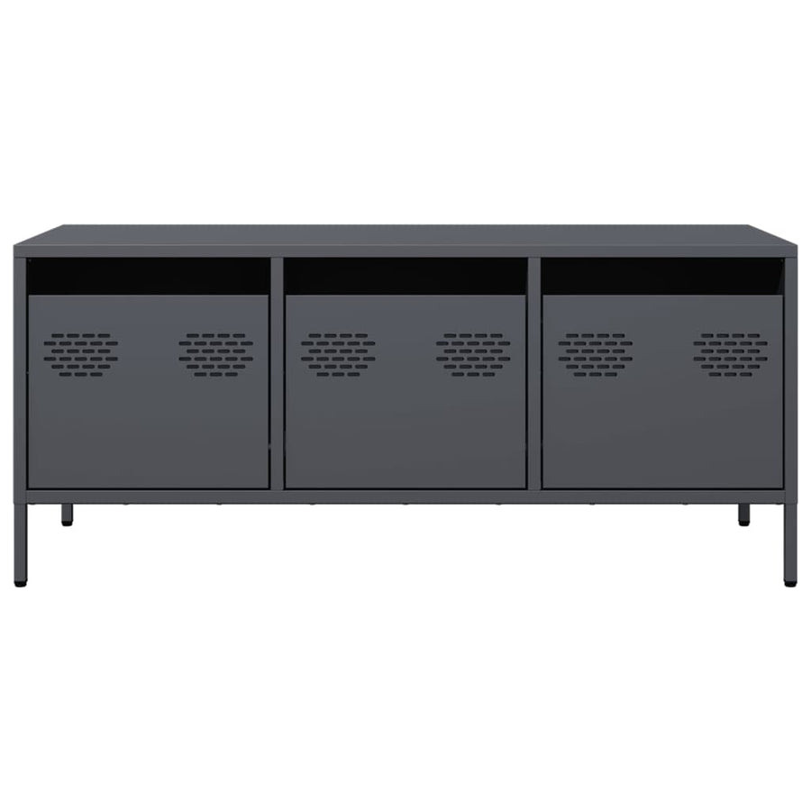 Tv-meubel 101,5x39x43,5 cm koudgewalst staal antracietkleurig