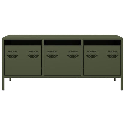 Tv-meubel 101,5x39x43,5 cm koudgewalst staal olijfgroen