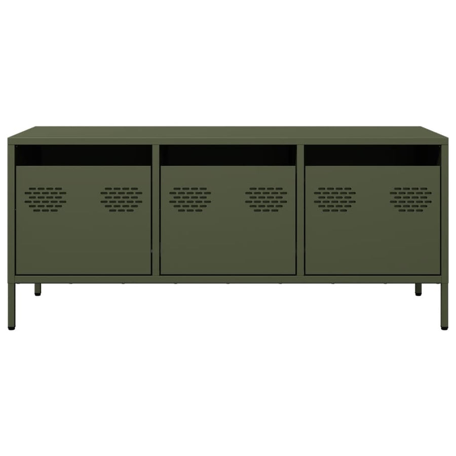 Tv-meubel 101,5x39x43,5 cm koudgewalst staal olijfgroen