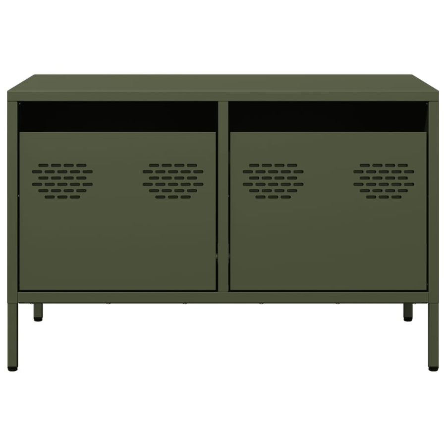 Tv-meubel 68x39x43,5 cm koudgewalst staal olijfgroen