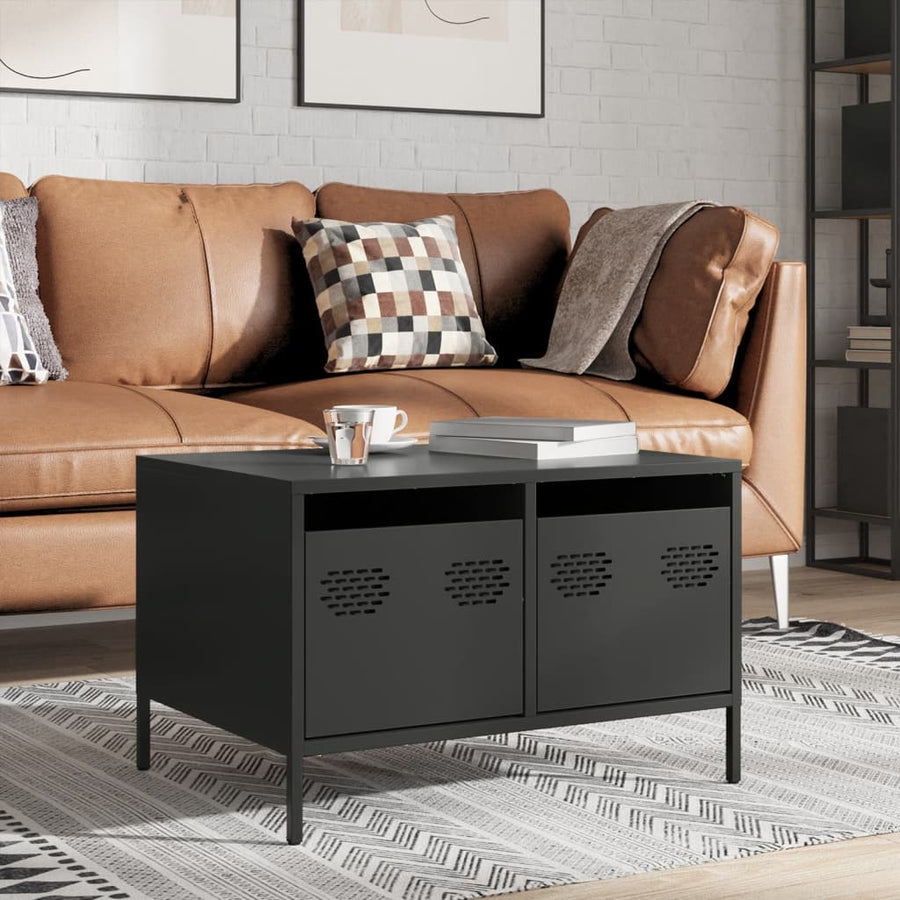 Tv-meubel 68x50x43,5 cm koudgewalst staal zwart