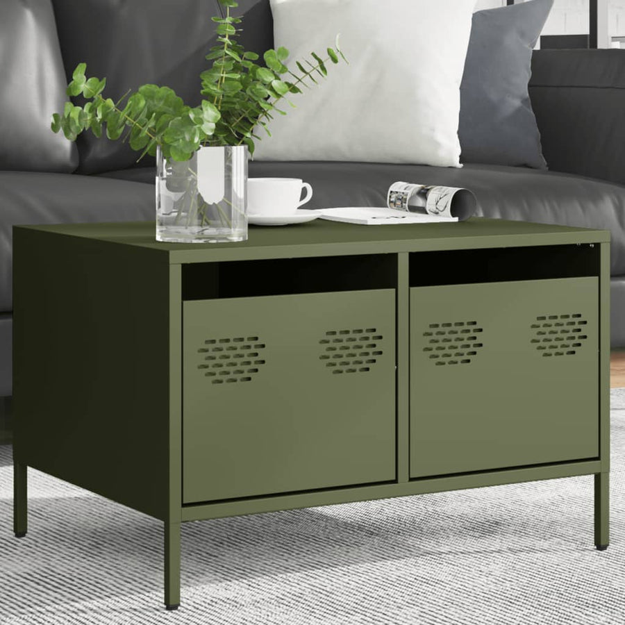 Tv-meubel 68x50x43,5 cm koudgewalst staal olijfgroen