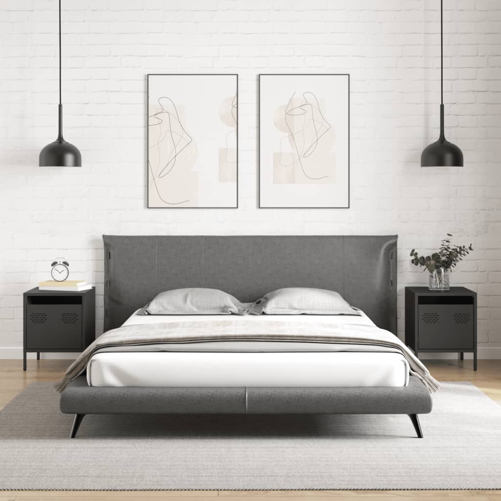 Nachtkastjes 2 st 35x39x43,5 cm staal zwart