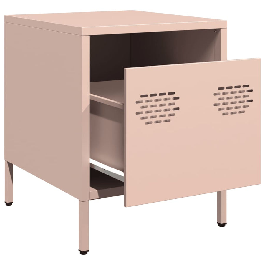 Nachtkastjes 2 st 35x39x43,5 cm staal roze