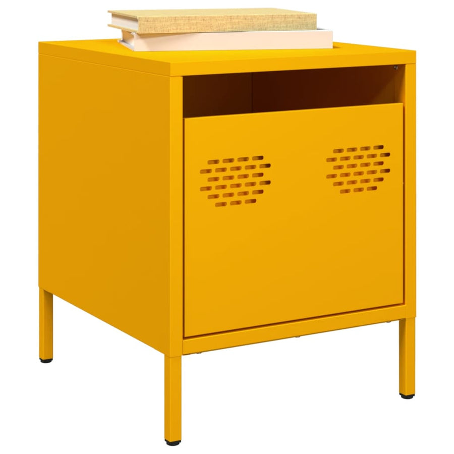 Nachtkastjes 2 st 35x39x43,5 cm staal mosterdgeel