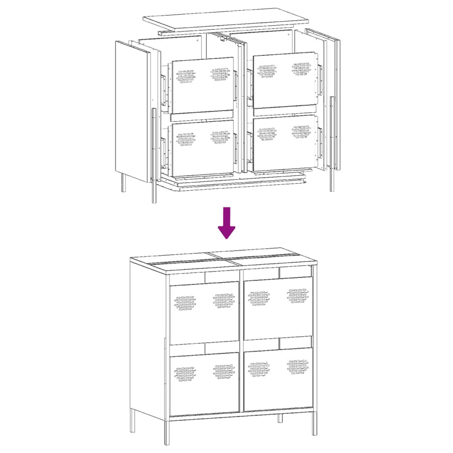 Dressoir 68x39x73,5 cm koudgewalst staal mosterdgeel