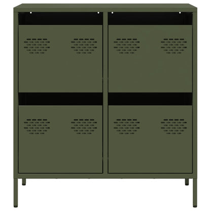 Dressoir 68x39x73,5 cm koudgewalst staal olijfgroen