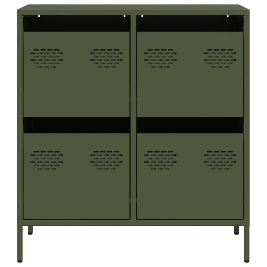 Dressoir 68x39x73,5 cm koudgewalst staal olijfgroen