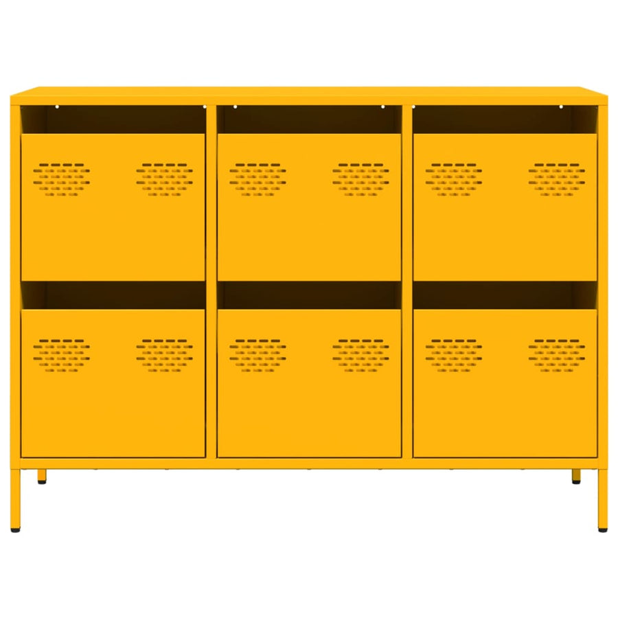 Dressoir 101,5x39x73,5 cm koudgewalst staal mosterdgeel