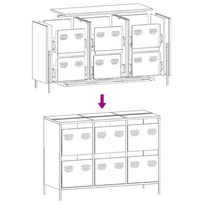 Dressoir 101,5x39x73,5 cm koudgewalst staal mosterdgeel