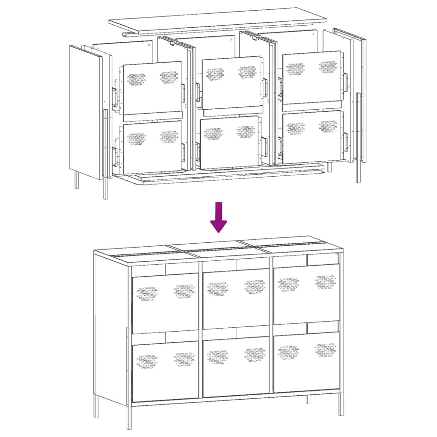 Dressoir 101,5x39x73,5 cm koudgewalst staal mosterdgeel