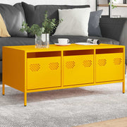 Salontafel 101,5x50x43,5 cm staal mosterdgeel