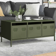 Salontafel 101,5x50x43,5 cm staal olijfgroen