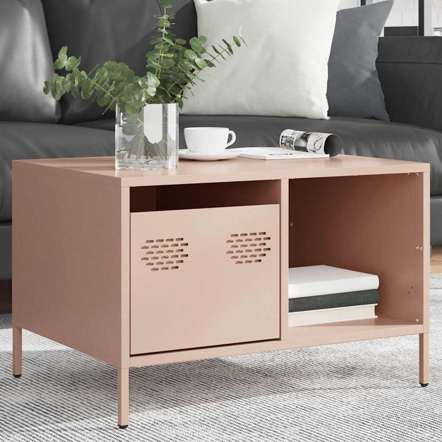 Salontafel 68,5x50x43,5 cm koudgewalst staal roze