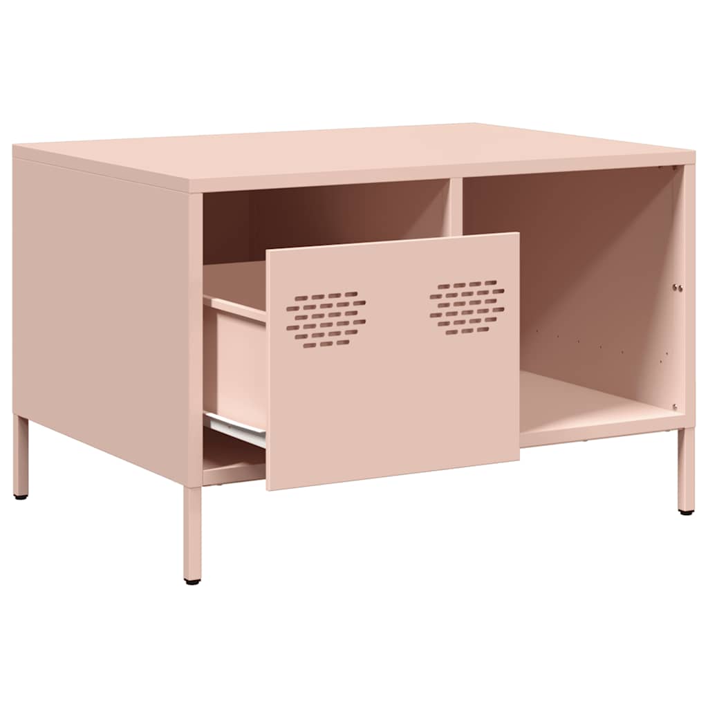 Salontafel 68,5x50x43,5 cm koudgewalst staal roze