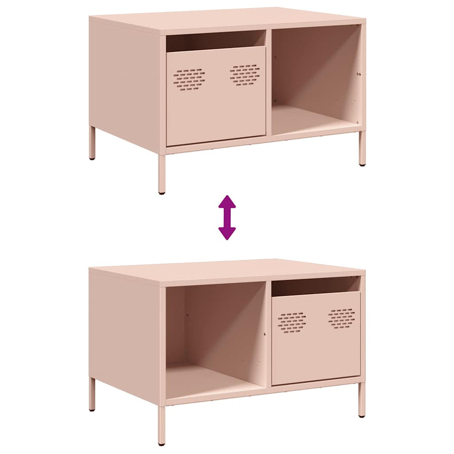 Salontafel 68,5x50x43,5 cm koudgewalst staal roze